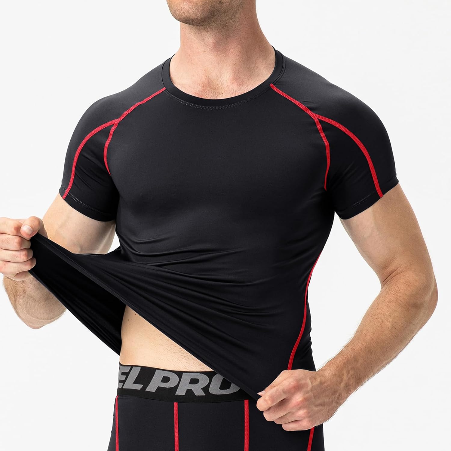 Thumbnail 1 de Yishengwan men’s short sleeve compression top – breathable, quick-drying gym base layer