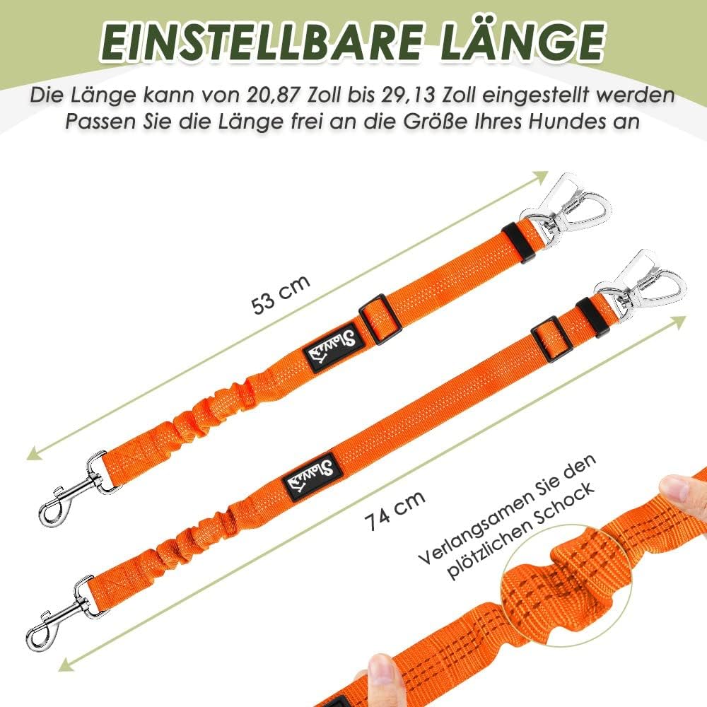 Thumbnail 6 de SlowTon Hundegeschirr mit Sicherheitsgurt fürs Auto (mit 2 Karabinern, Orange, M)