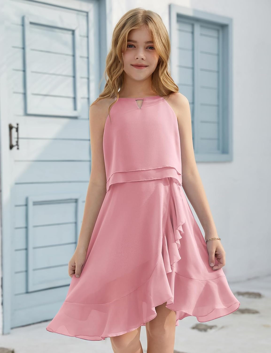 Thumbnail 1 de Abito Estivo da Ragazza senza Maniche in Chiffon con Volant – Età 6–15 Anni