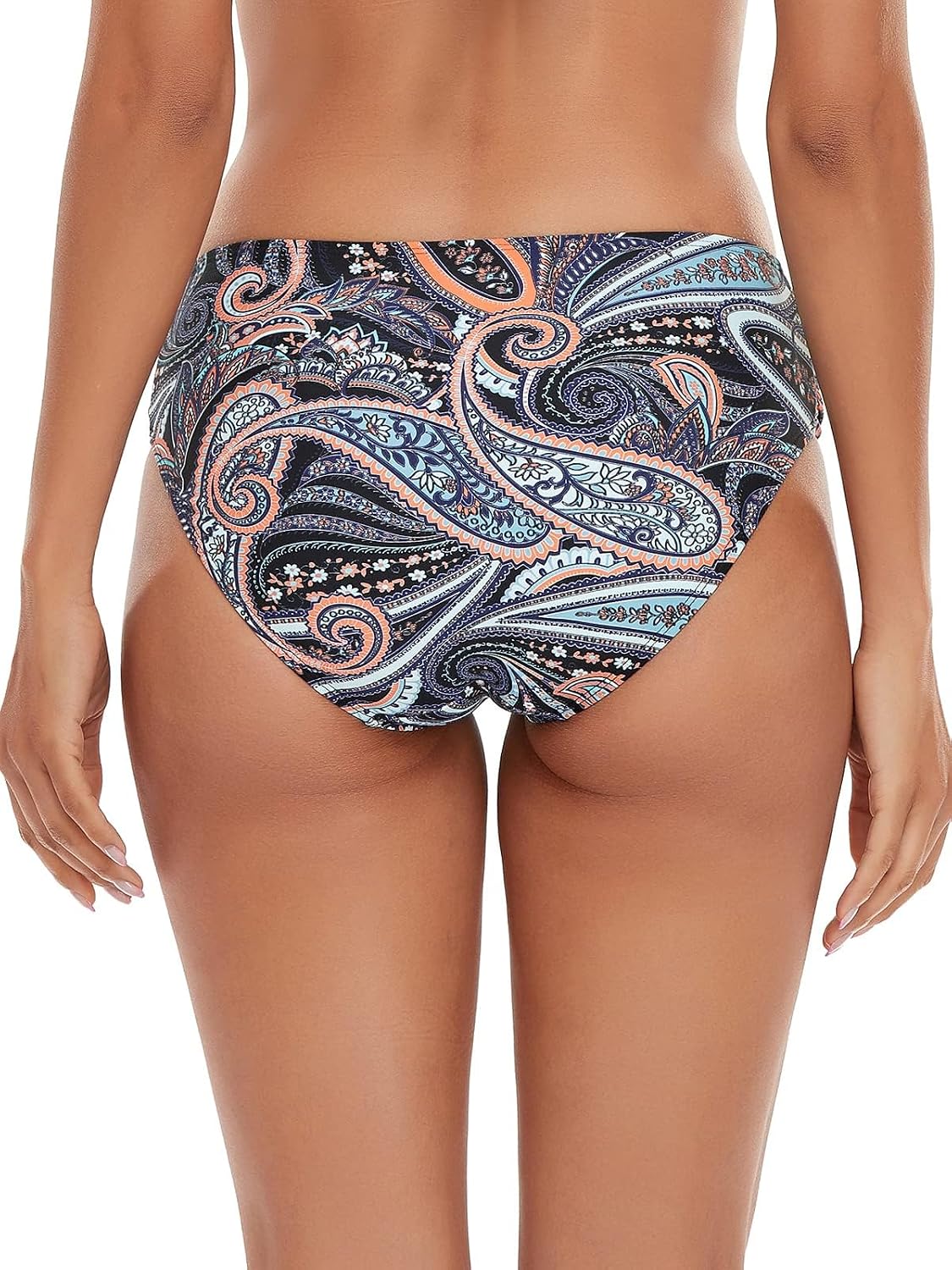 Detalle de Ocean Blues Women’s Ruched Sides Bikini Bottom – mid-waisted tummy control with full back coverage