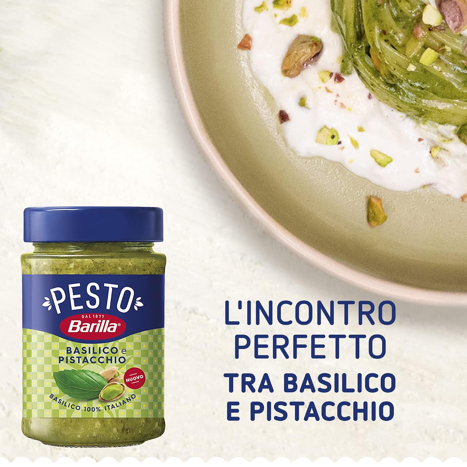 Detalle de Barilla Pesto Basilico e Pistacchio 1x190g – Glutenfrei, Basilikum & Pistazien, Packung 4