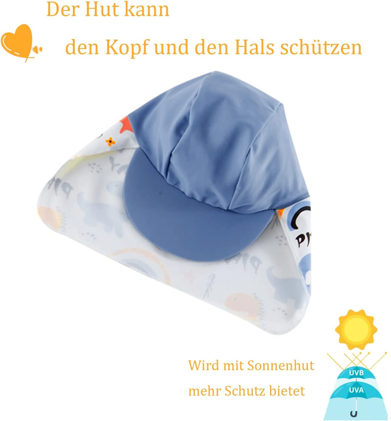 Detalle de UMELOK Baby Badeanzug mit Sonnenhut – UV-Schutz (UPF 50+) für Baby Jungen