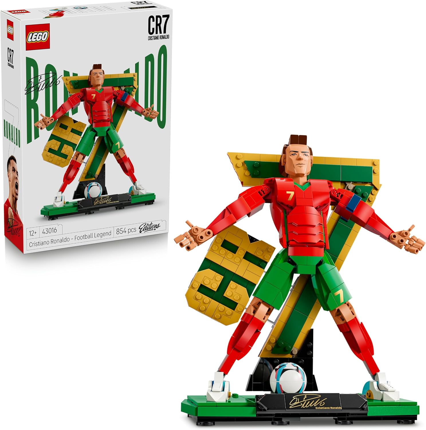 Detalle de LEGO Editions Cristiano Ronaldo: Leyenda del Fútbol – Maqueta 3D 2 en 1 (43016)