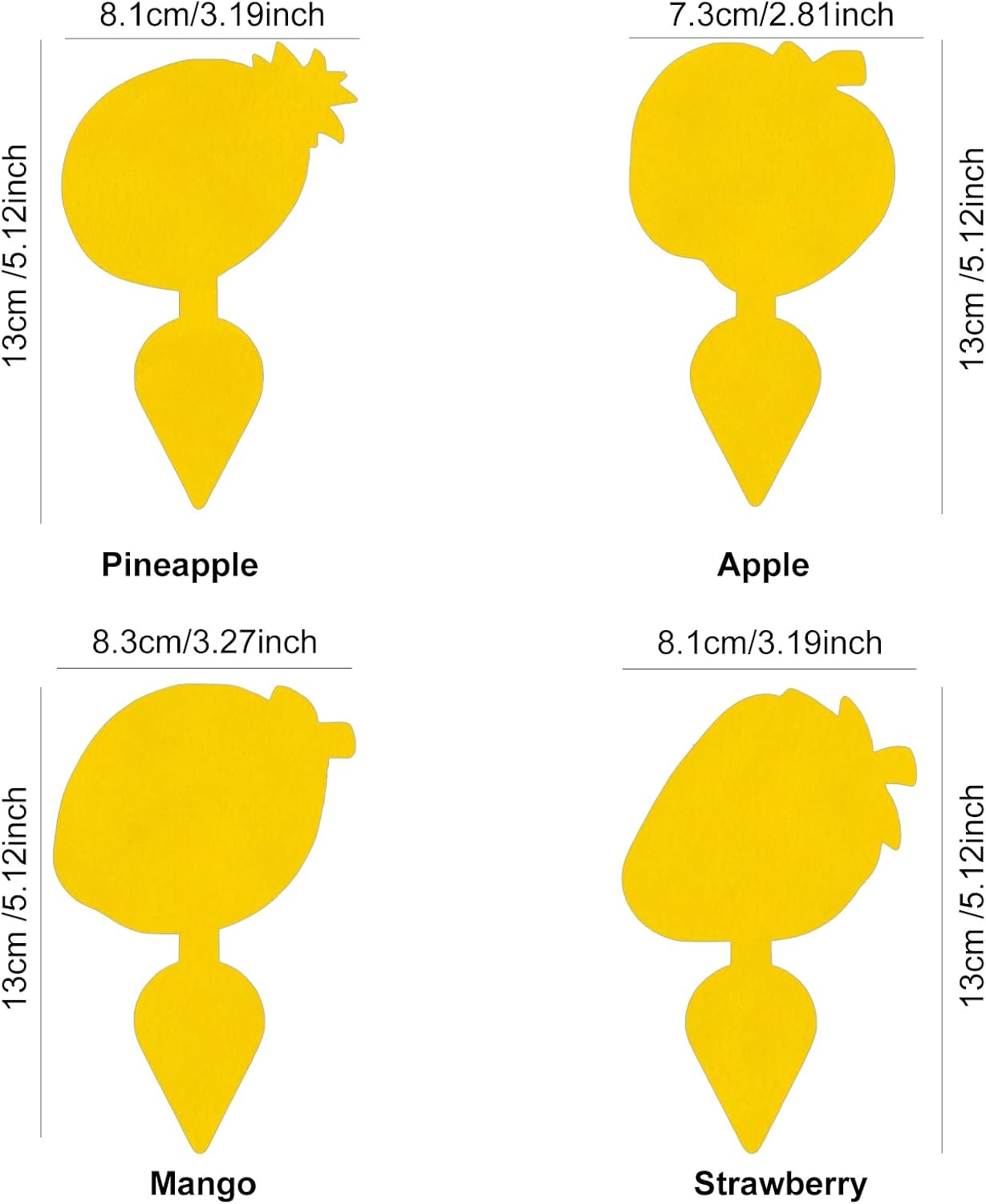 Detalle 2 de Briteen 60-Pack Fruit-Shaped Yellow Sticky Traps for Plants, Dual-Sided