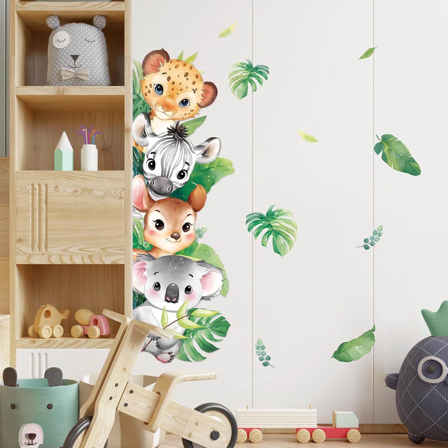 Detalle de Tanlaby Safari – Autocollants muraux animaux de la jungle (2 pcs, 29 x 90 cm)
