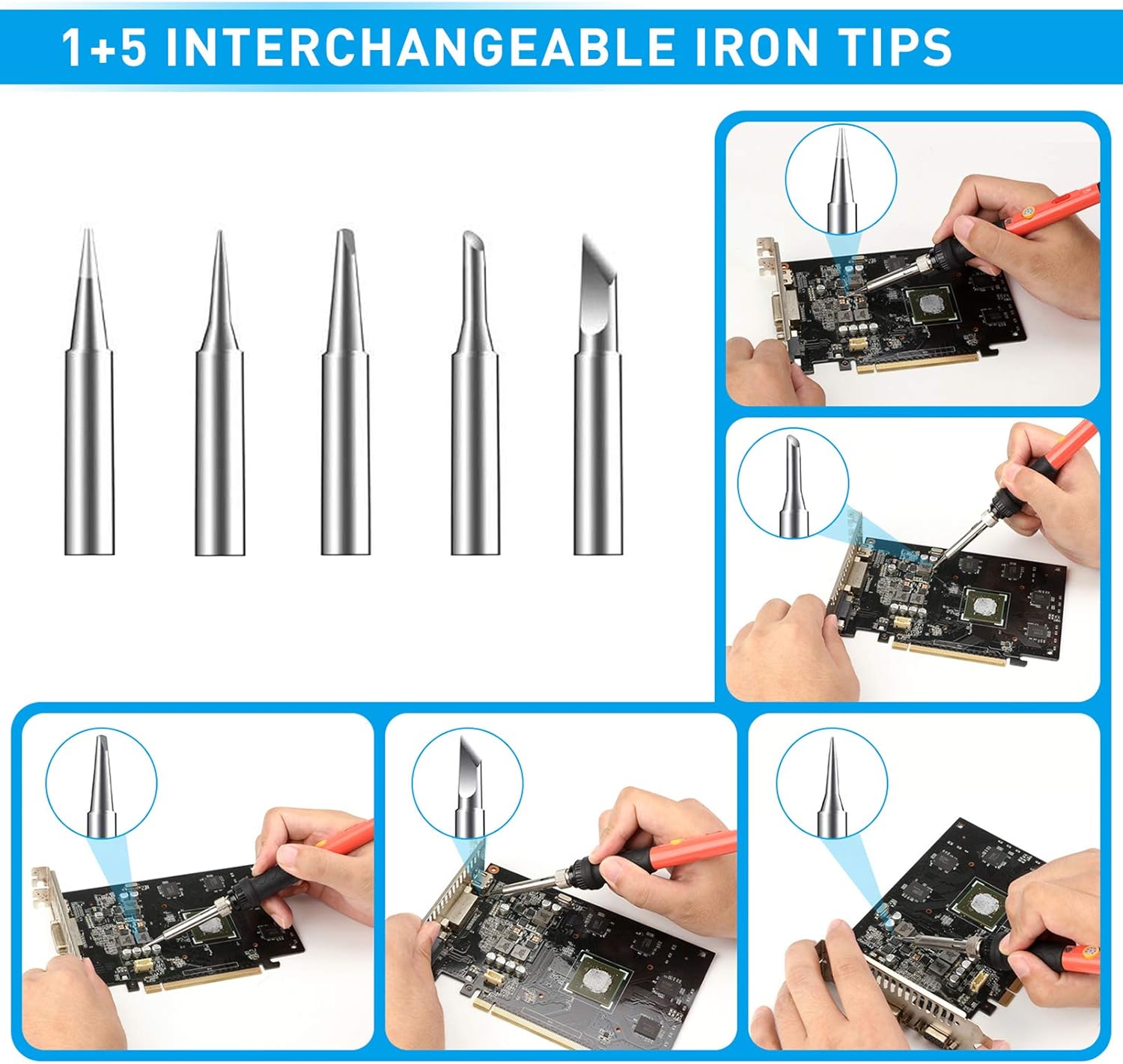 Thumbnail 6 de Q-MING 791300515966 60W Soldering Iron Kit, Adjustable Temperature, Ceramic Core