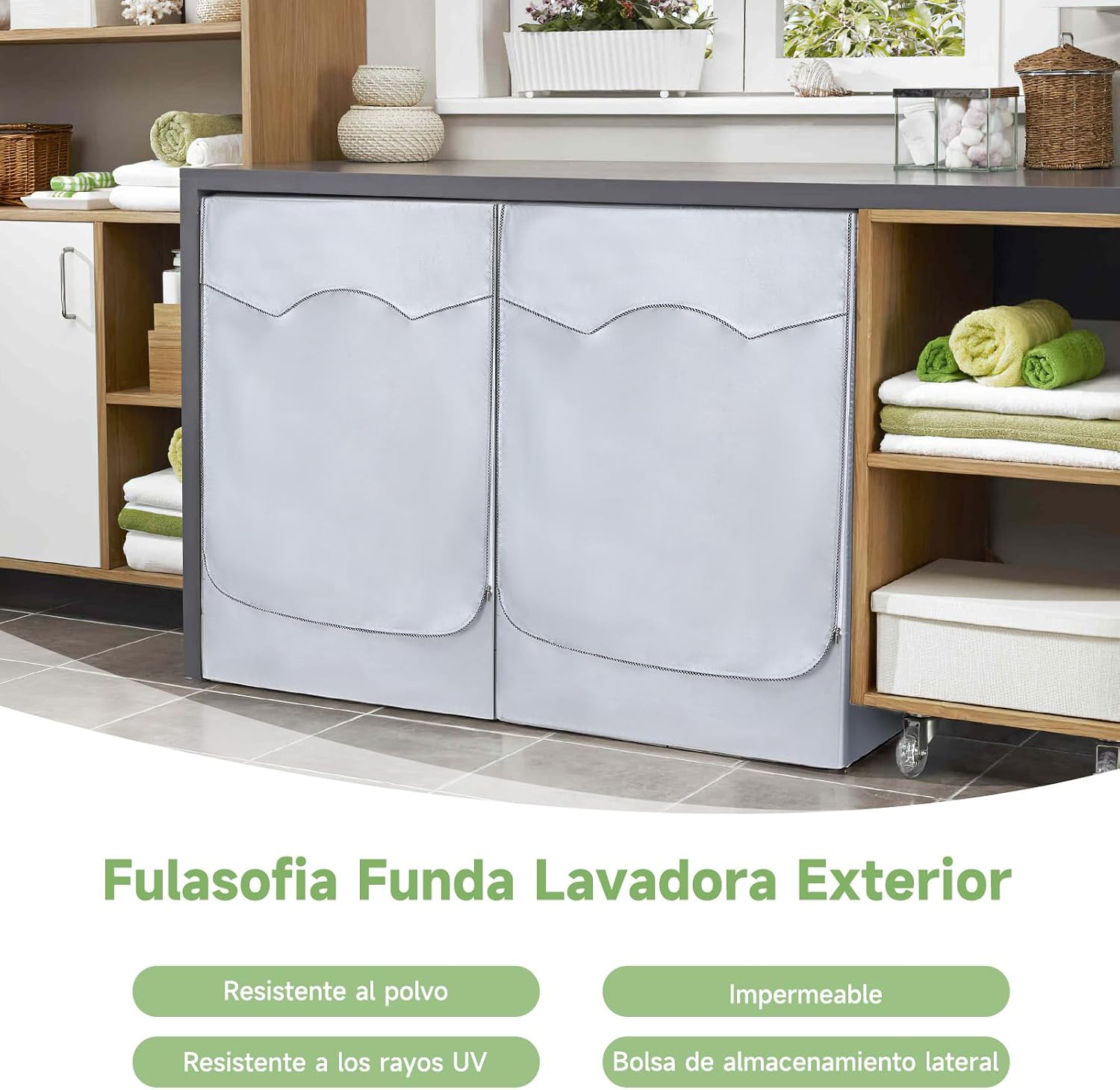 Detalle 2 de Fulasofia funda lavadora exterior impermeable para carga frontal (60*64*85) con protección UV