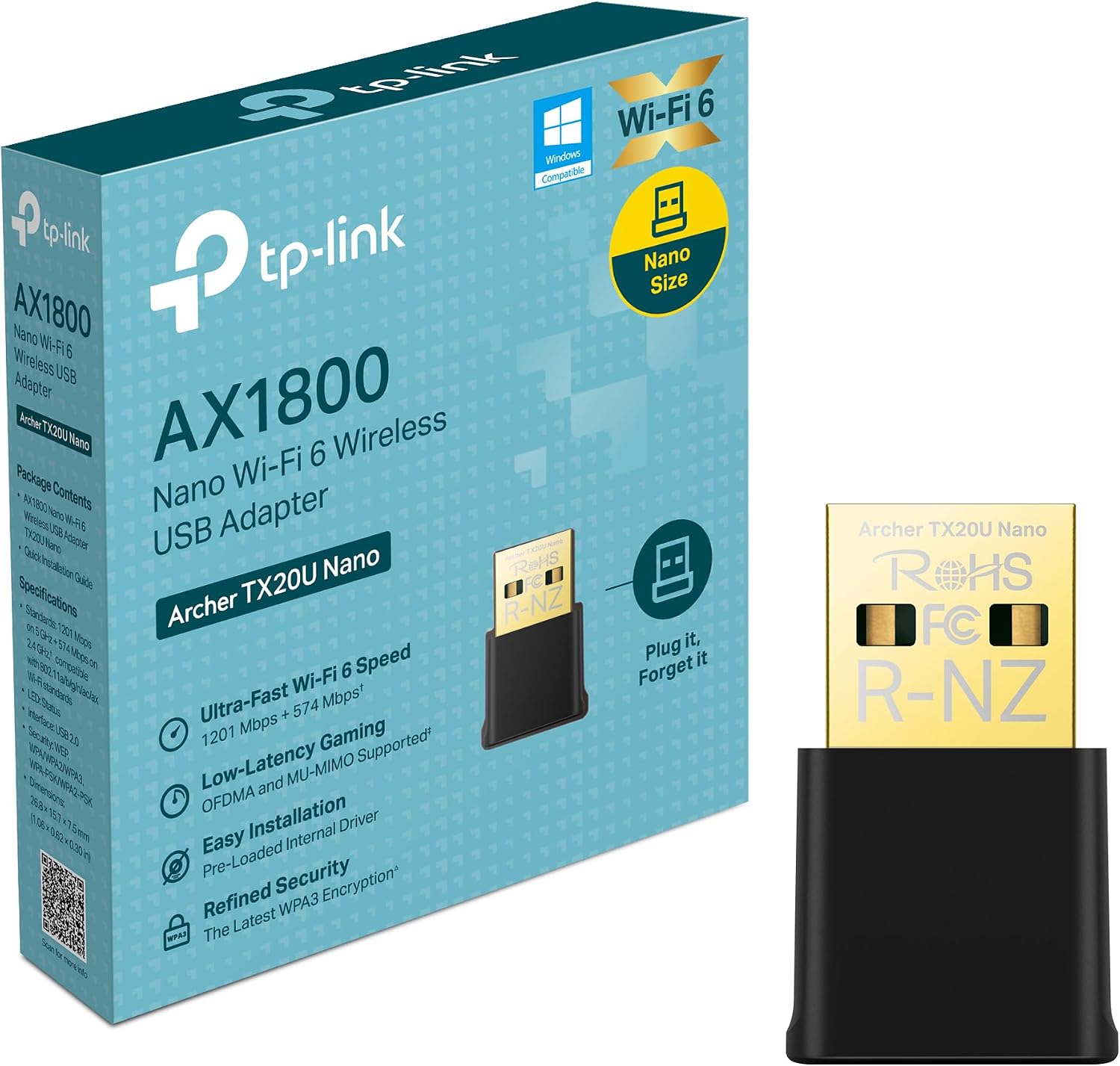 Detalle 2 de TP-Link Archer TX20U Plus WLAN‑Adapter AX1800 für PC