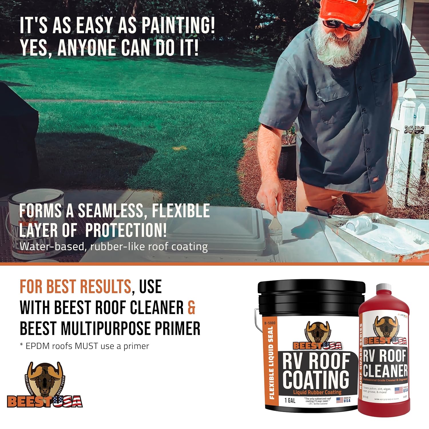 Thumbnail 4 de BEEST RV Roof Coating White (1 Gallon) Elastomeric Liquid Rubber Sealant