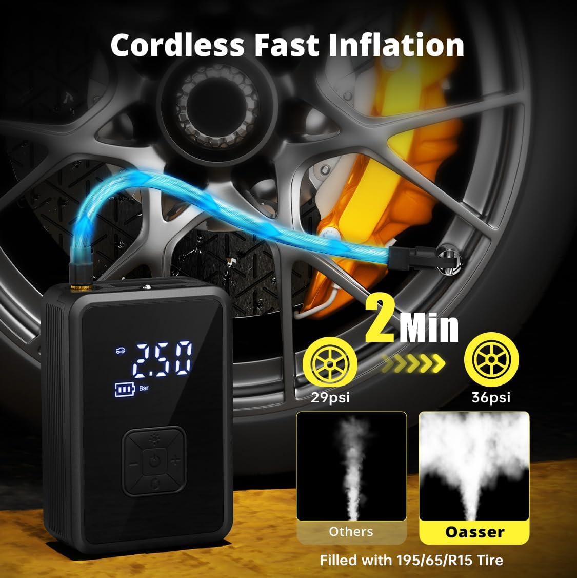 Detalle de Oasser Tyre Inflator 150 PSI cordless pump