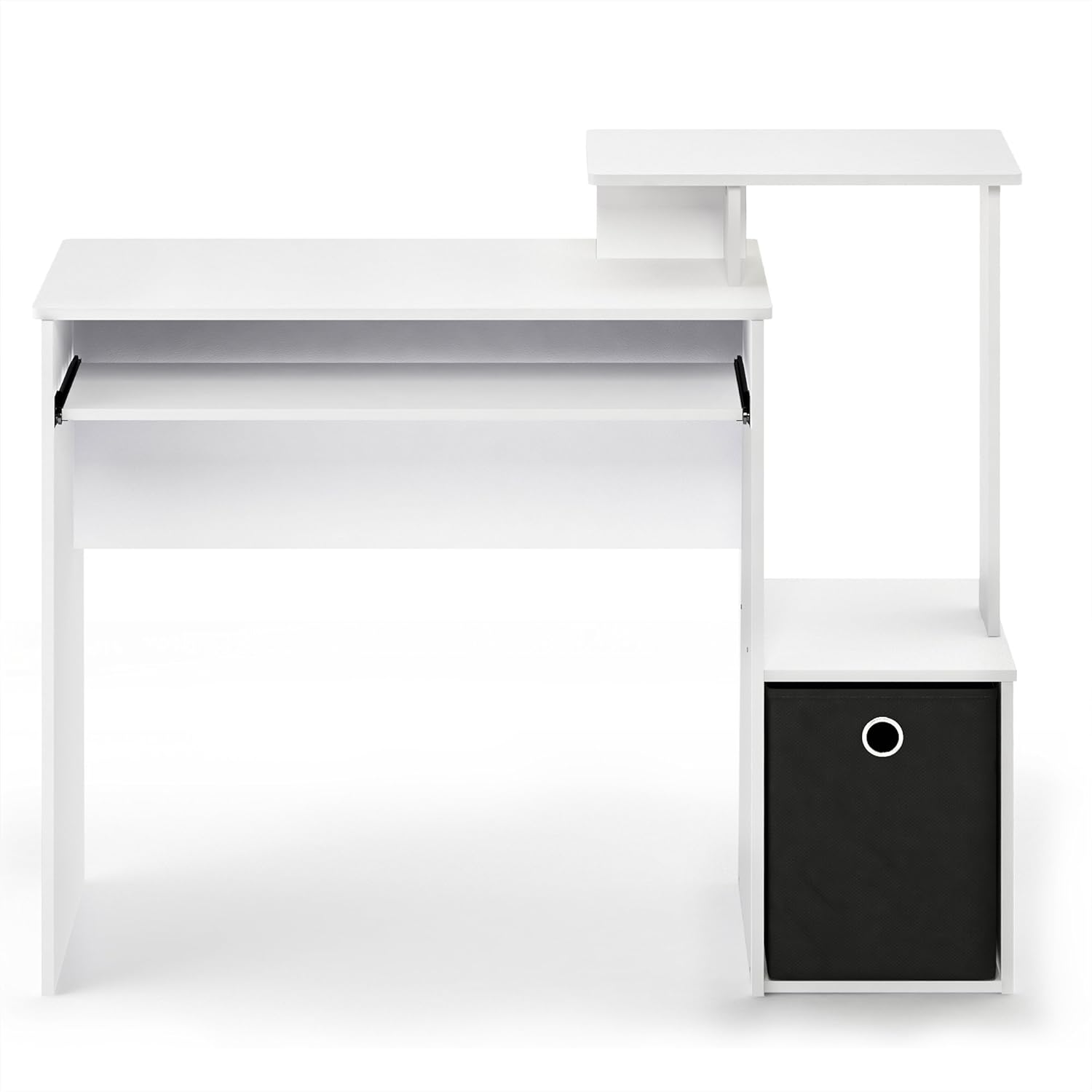 Thumbnail 4 de Furinno Econ multipurpose home office desk with keyboard tray and bin (White/Black)