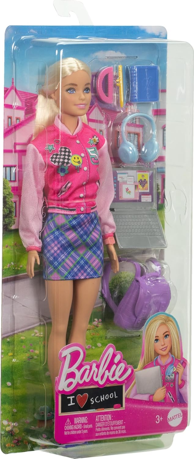 Detalle de Barbie étudiante avec ordinateur et accessoires HRG84 – le duo parfaite pour l’imagination et les jeux éducatifs