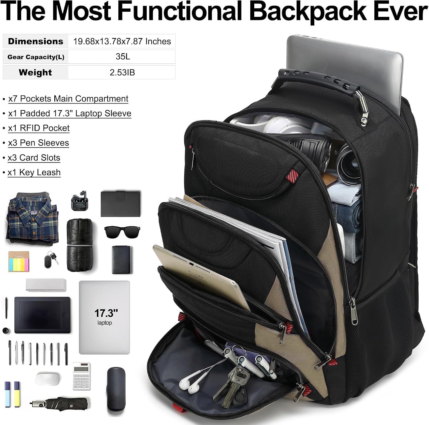 Detalle 1 de Boavan Laptop Backpack 17.3-inch