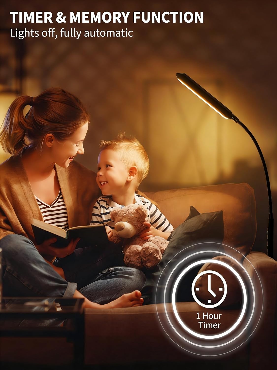 Thumbnail 2 de LED Stehlampe für Wohnzimmer & Lesebereich – 18W dimmbar, 2700–6500K mit Fernbedienung, Timer (Schwarz)