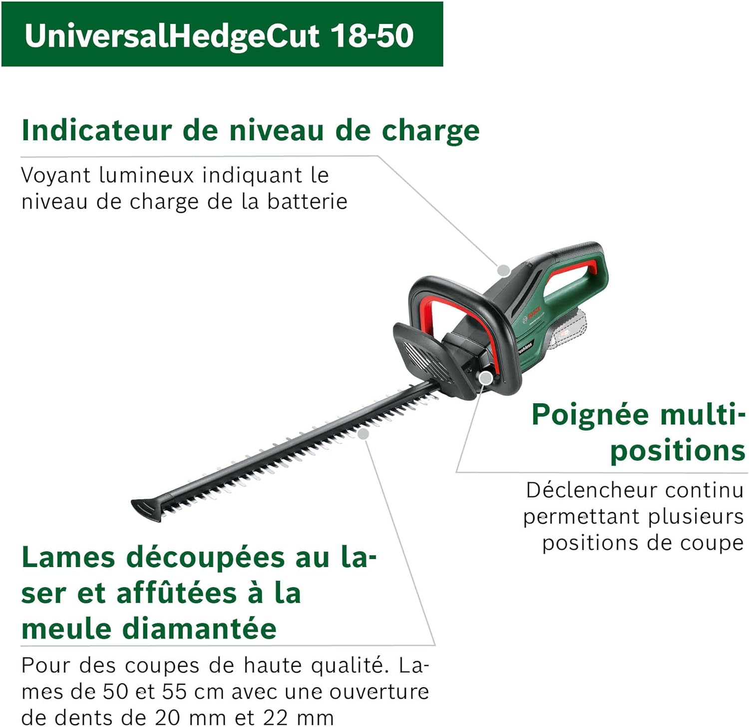 Thumbnail 3 de Bosch UniversalHedgeCut 18V-50 taille-haies 50 cm 🌳