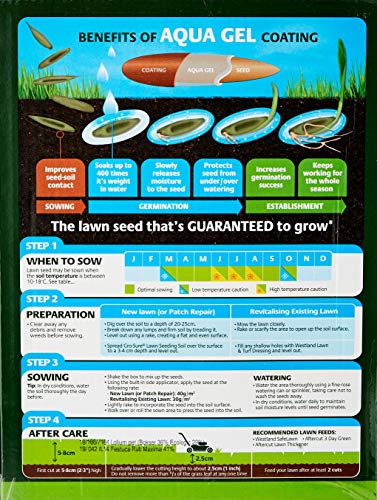Detalle de Gro-Sure Aqua Gel Coated Smart Grass Lawn Seed, 25 m2, 1 kg