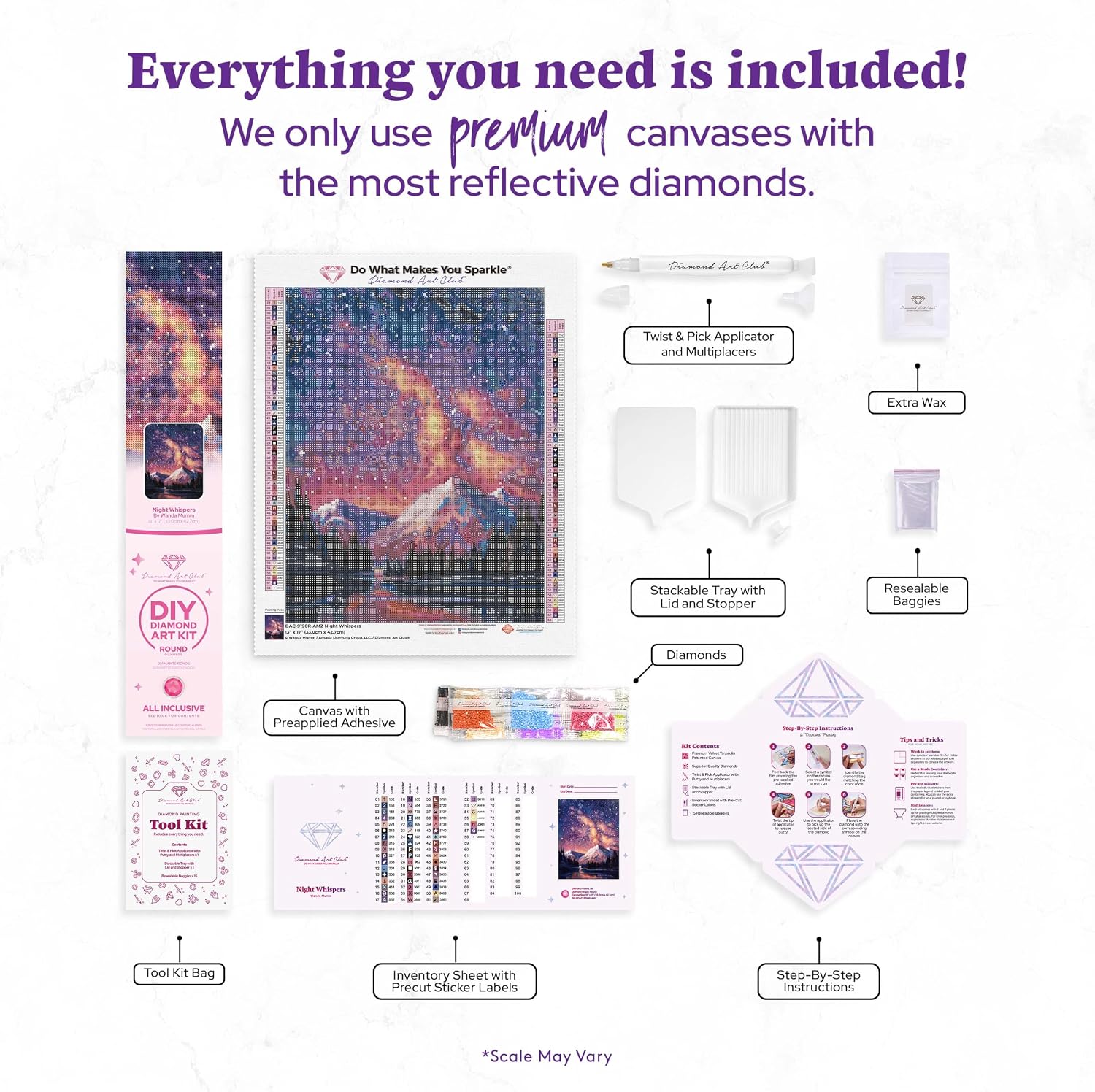 Detalle de DIAMOND ART CLUB ナイトウィスパーズ ダイヤモンドアートキット 58色・丸型ビーズ・全面貼り