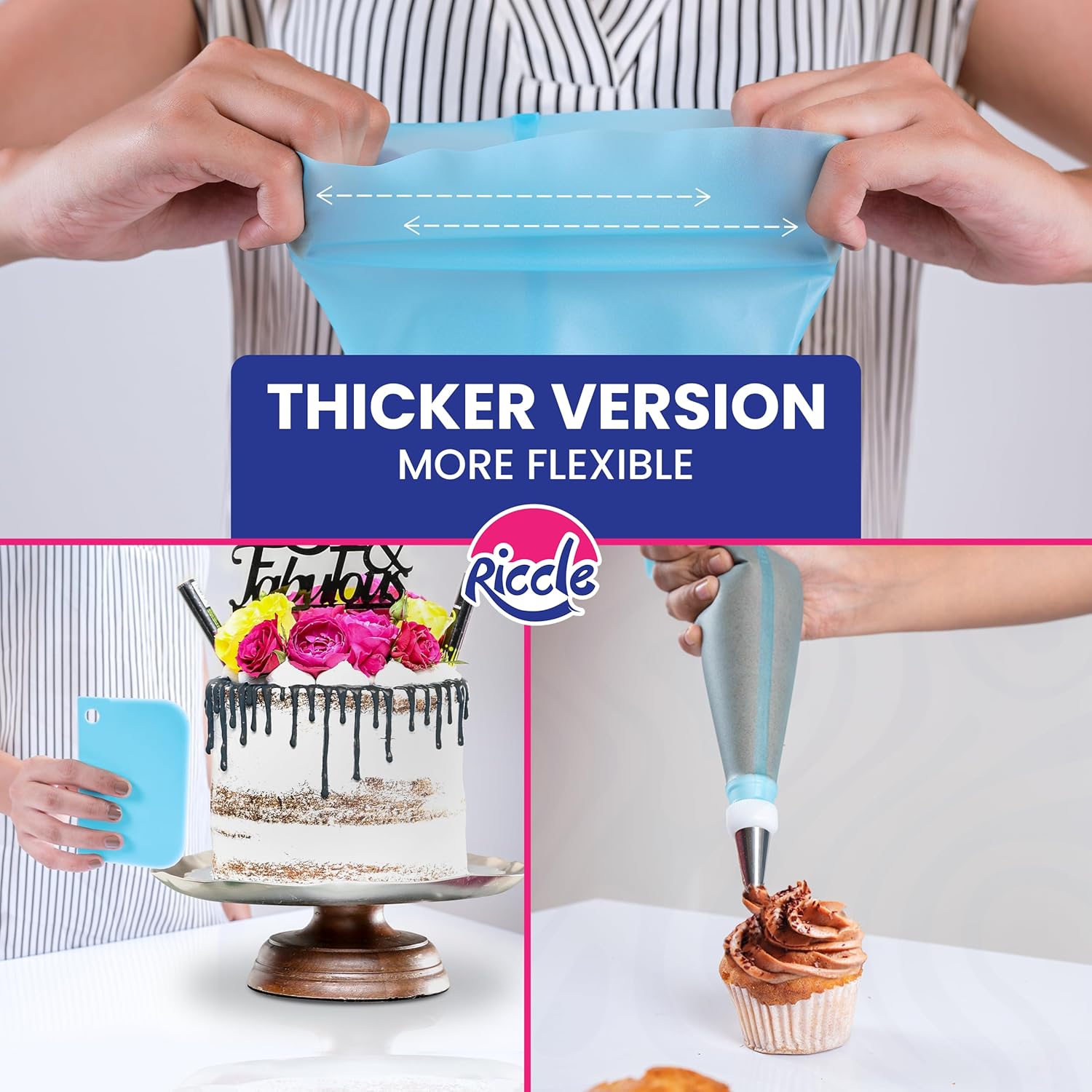 Detalle de Riccle 94-Piece Cake Decorating Kit with Cake Turntable (Piping Tips, Bags, Spatulas & Scrapers)