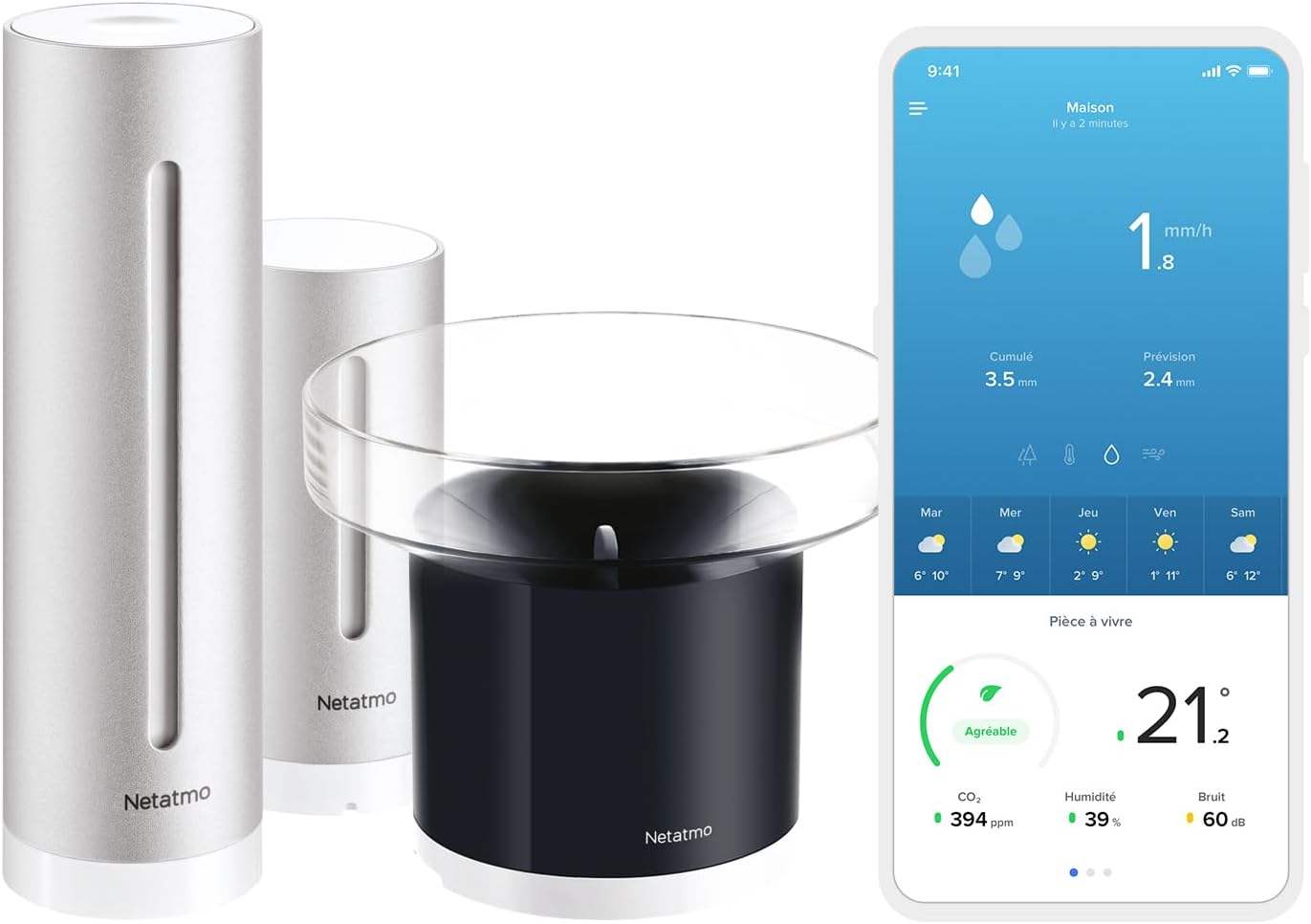 Thumbnail 2 de Netatmo Stazione meteorologica esterna con pluviometro