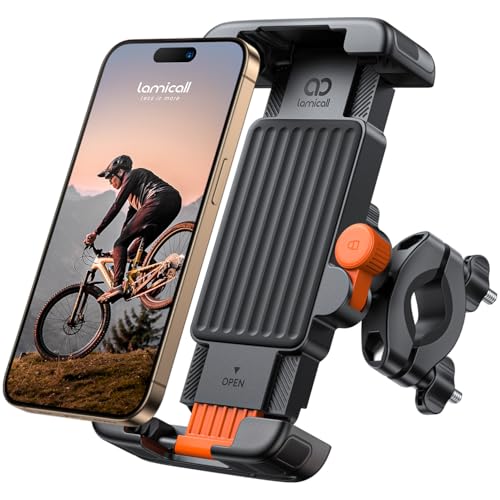 Detalle de Lamicall Soporte Móvil para Bicicleta y Motocicleta con Rotación 360°, Protección de Silicona y Bloqueo Sencillo