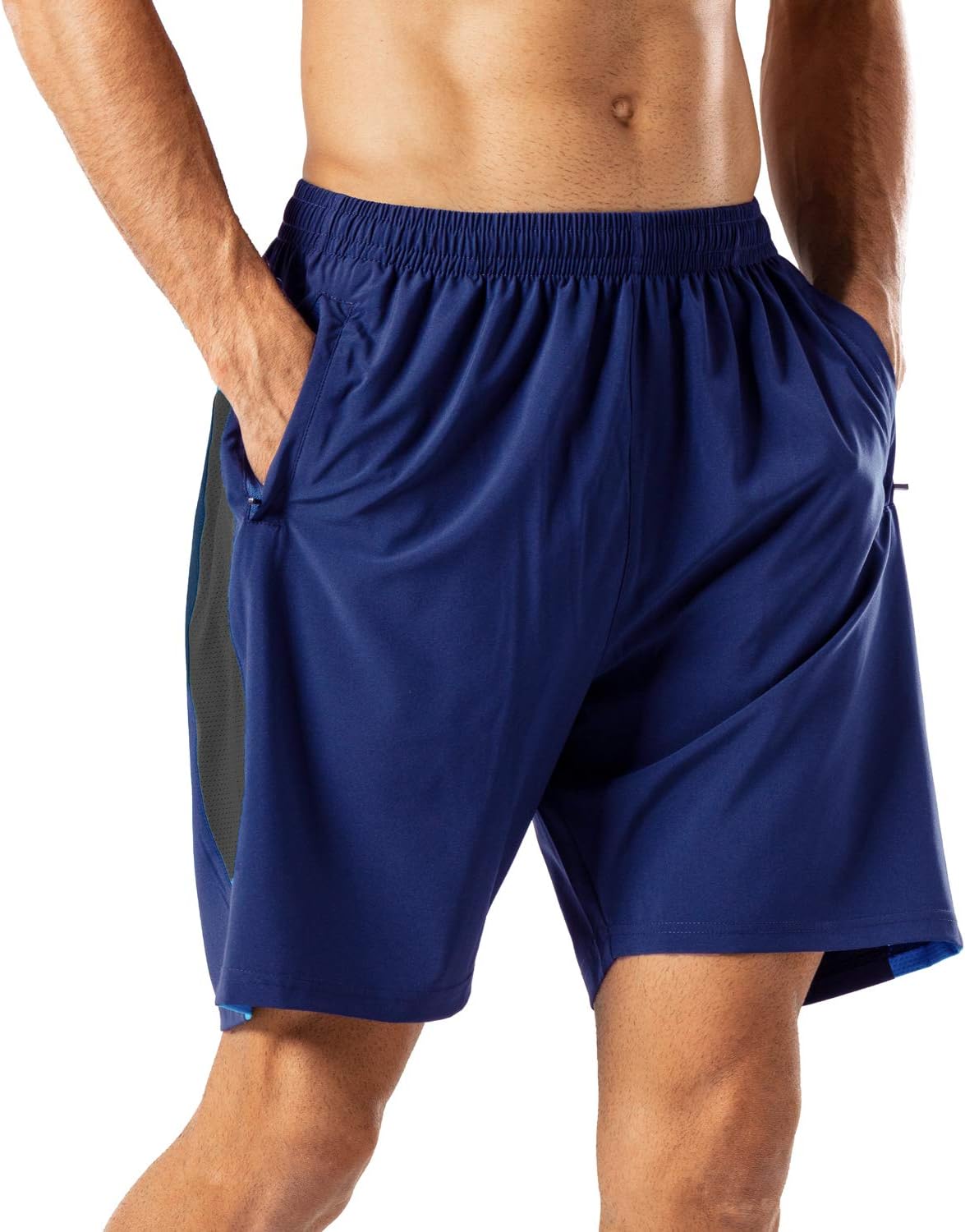 Detalle de HMIYA Herren Sport Shorts: Schnell trocknend, mit Reißverschlusstaschen