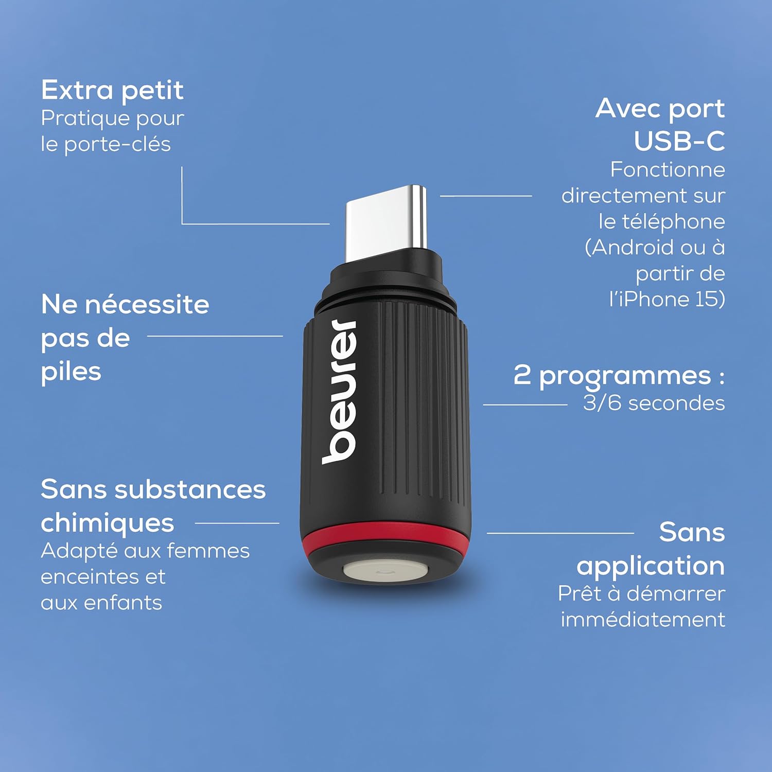 Thumbnail 6 de Beurer BiteX Go Deep Black — Dispositif USB‑C pour soulager les démangeaisons des piqûres et morsures