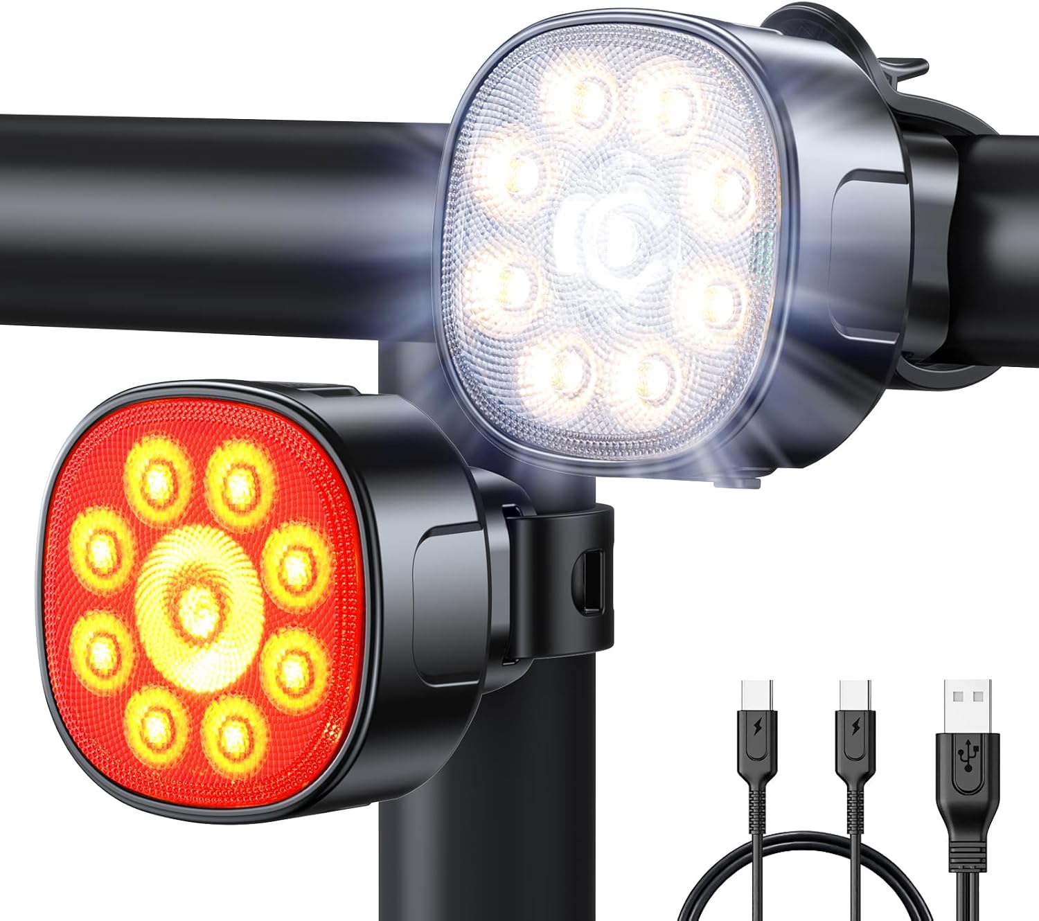 Detalle de Babacom Bike Lights 8+7 modes USB rechargeable