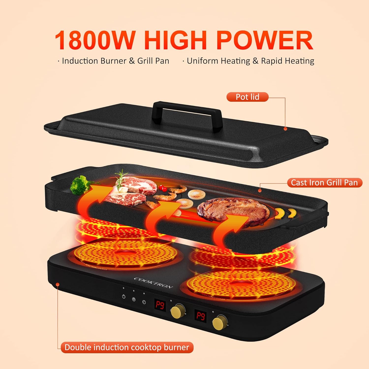 Thumbnail 1 de COOKTRON Portable Induction Cooktop 1800W