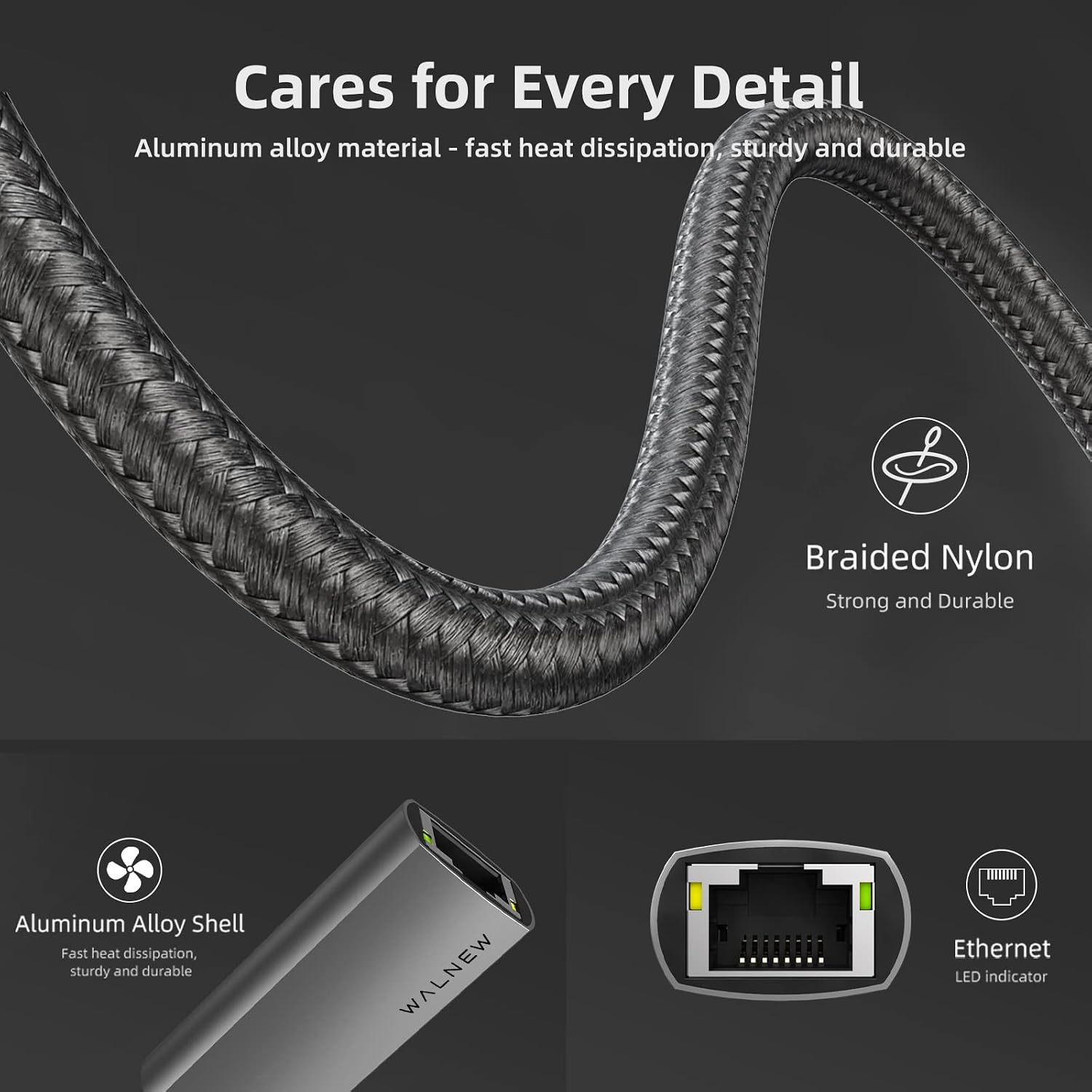 Detalle de WALNEW USB C Ethernet Adapter 1,000 Mbps
