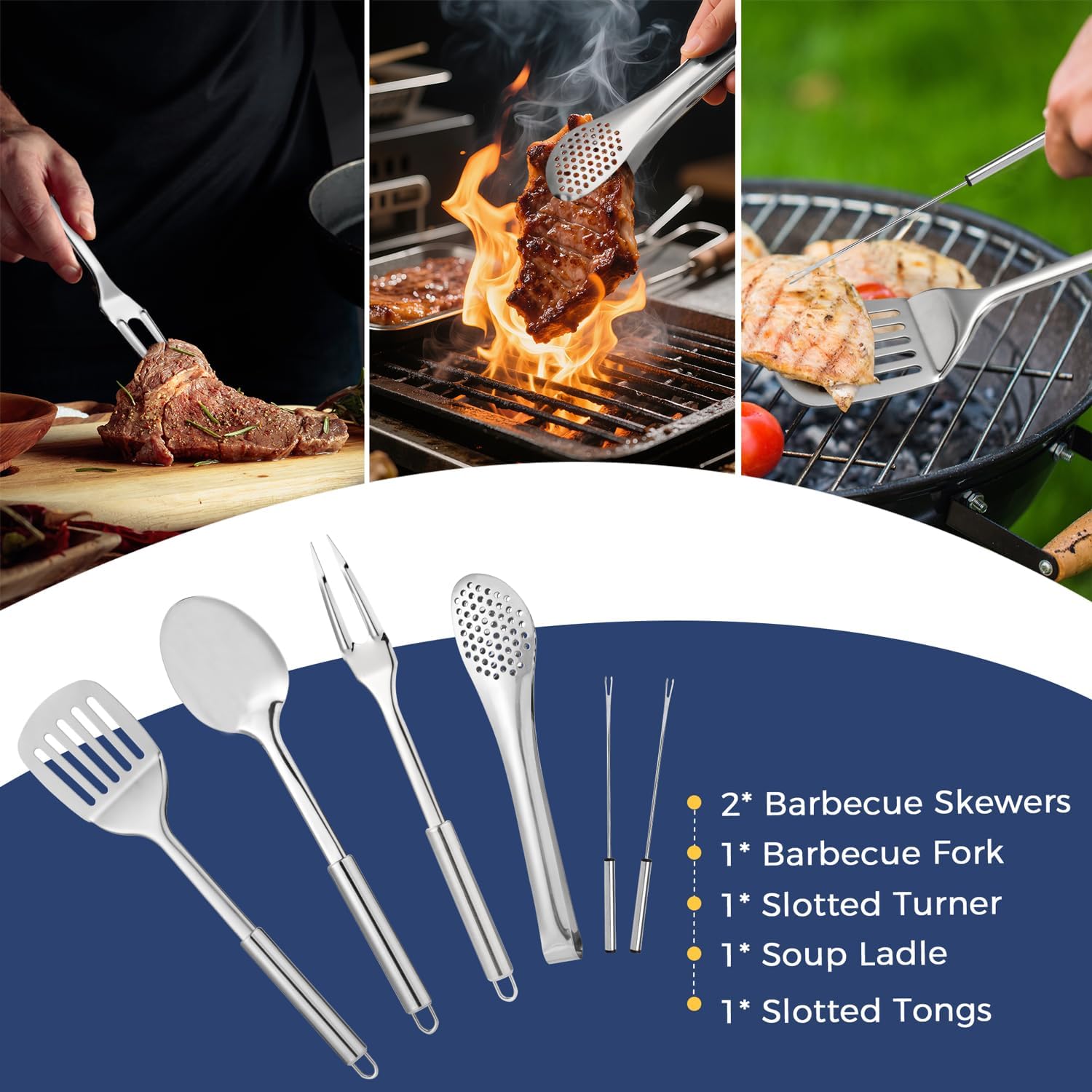 Detalle 1 de THTYBROS 34-Piece Camping Utensil Set, Stainless Steel with Storage Bag