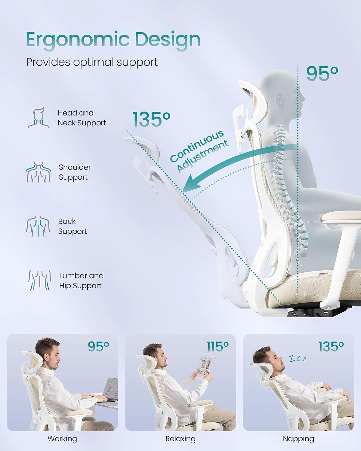 Thumbnail 3 de SONGMICS Ergonomic Office Chair 150 kg