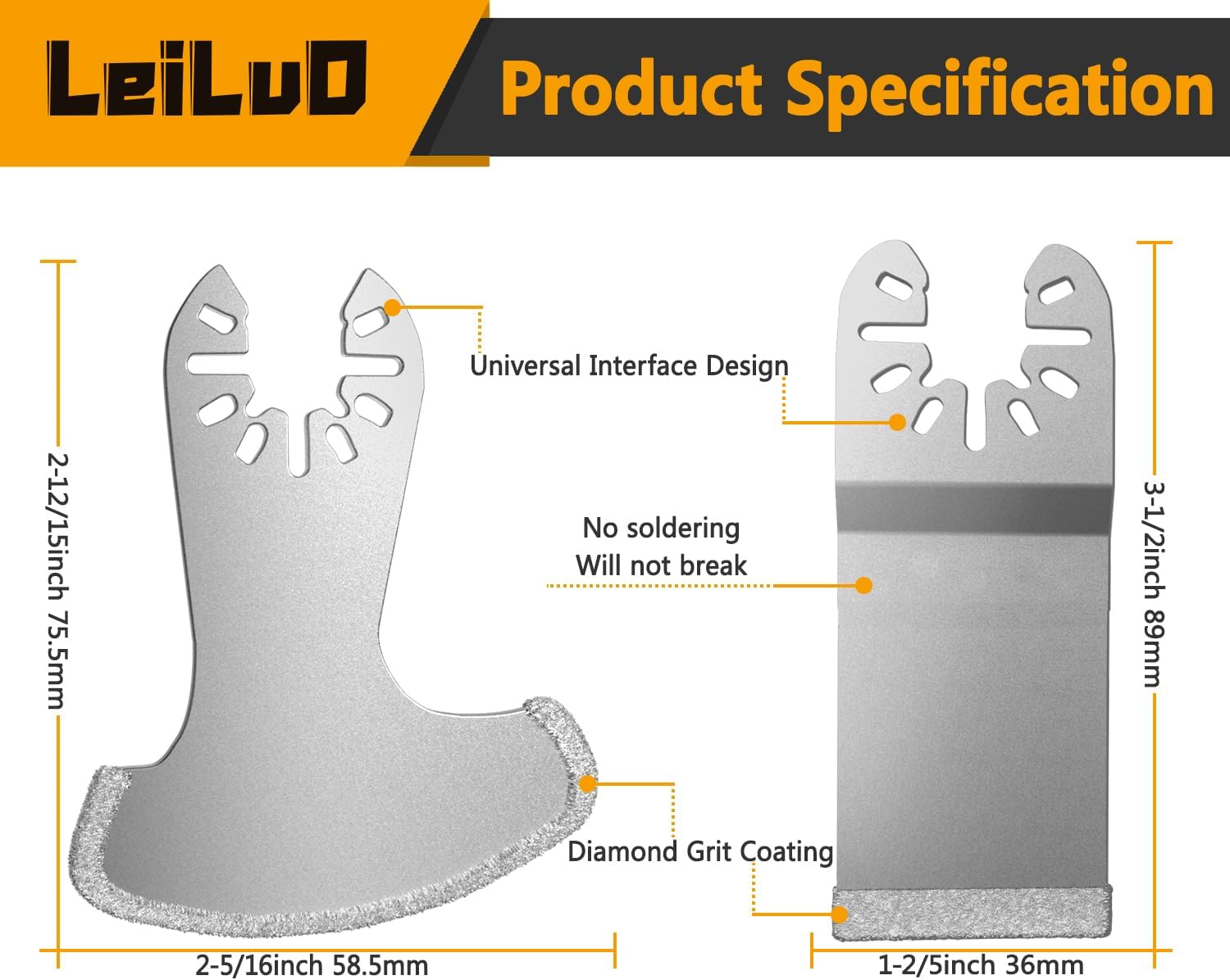 Detalle 2 de LEILUO 6 Pcs Diamond Multi Tool Accessory Kit for Grout Removal