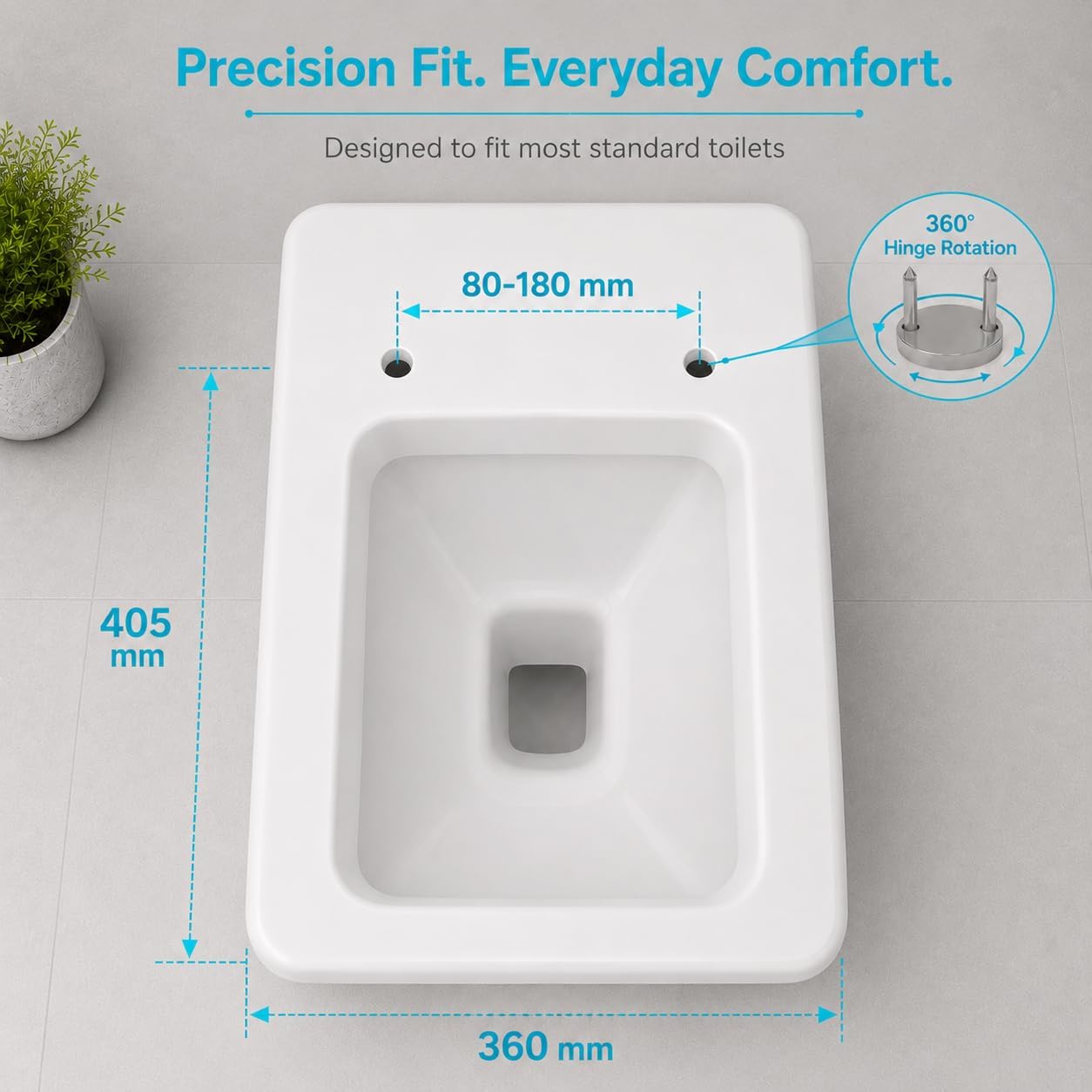 Thumbnail 3 de AAN Square Toilet Seat Soft Close 42L x 36W cm
