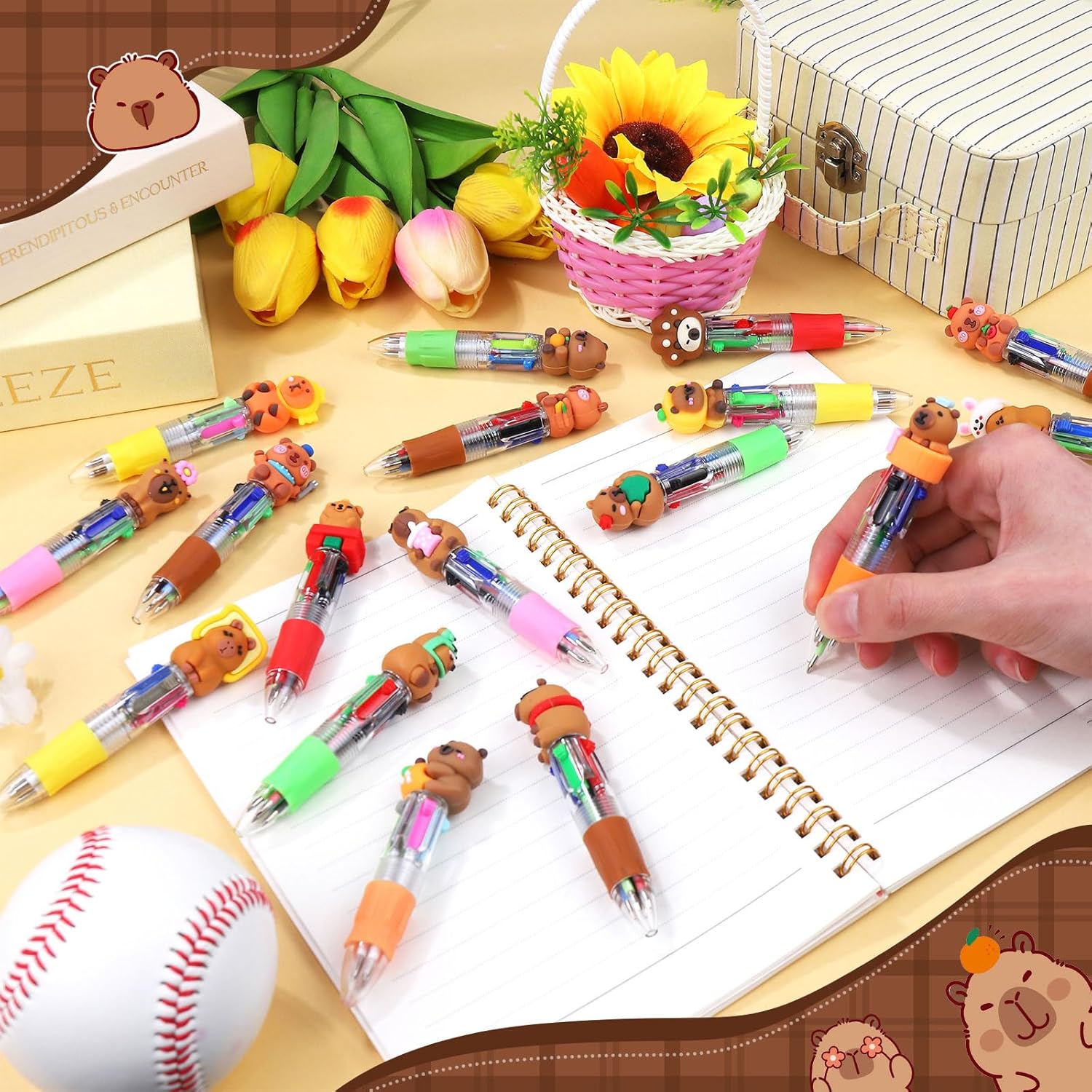 Thumbnail 6 de SZCECHRE 24-Pack Hydrochoerus hydrochaeris Pens: 4-in-1 Multicolor with Detachable Charms