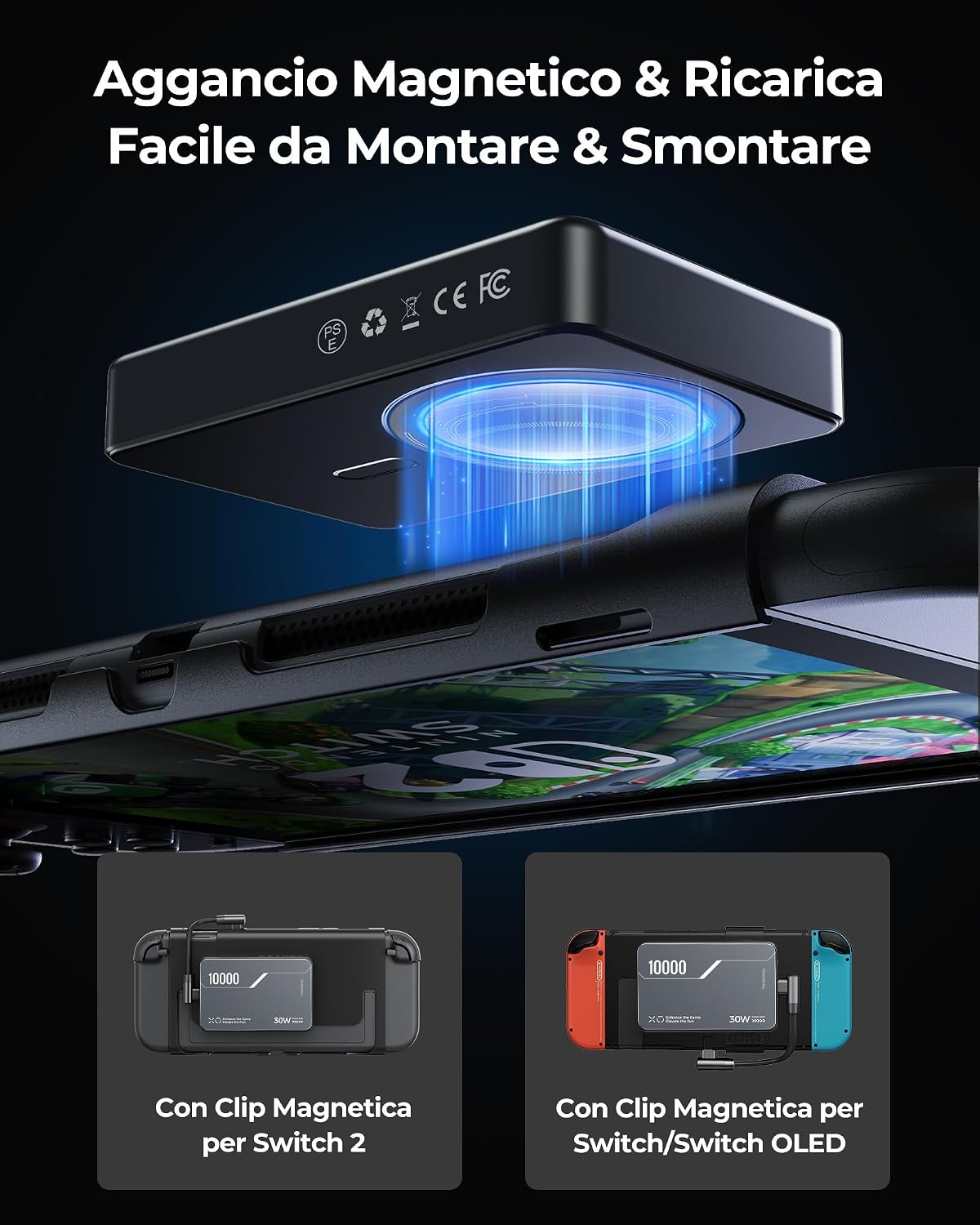 Detalle de Antank B5 10000mAh Power Bank magnetica per Nintendo Switch 2 e iPhone – ricarica 30W PD