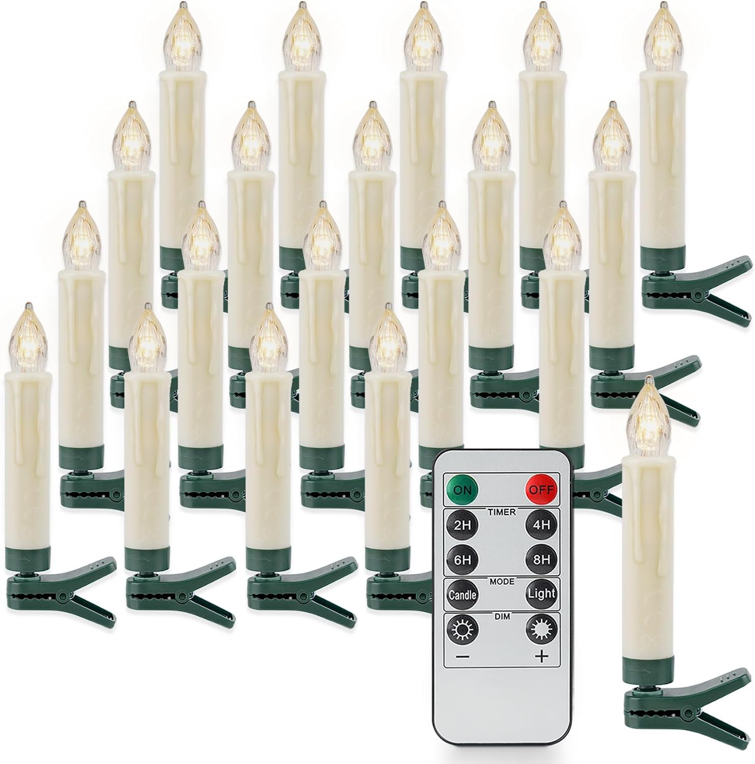 Detalle de Rhytsing TS2062-T20 Clip-On LED Candles, Warm White, Remote and Timer