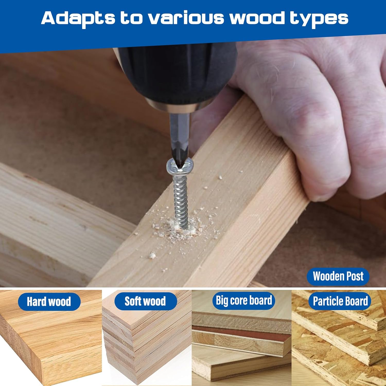 Thumbnail 4 de AMLOOPH self tapping small wood screws assortment (535 pcs) with plastic storage box