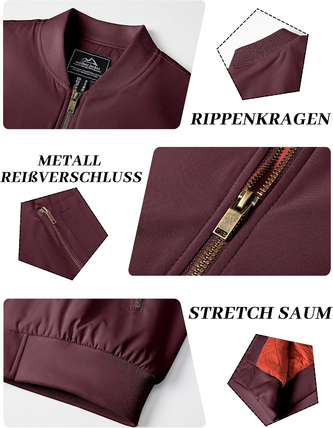 Thumbnail 4 de KEFITEVD Herrenjacke winddichte Bomberjacke