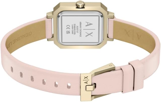 Detalle de Armani Exchange Uhr für Damen – Quarz Dreizeigeruhrwerk, 27 mm Gehäuse, Lederband