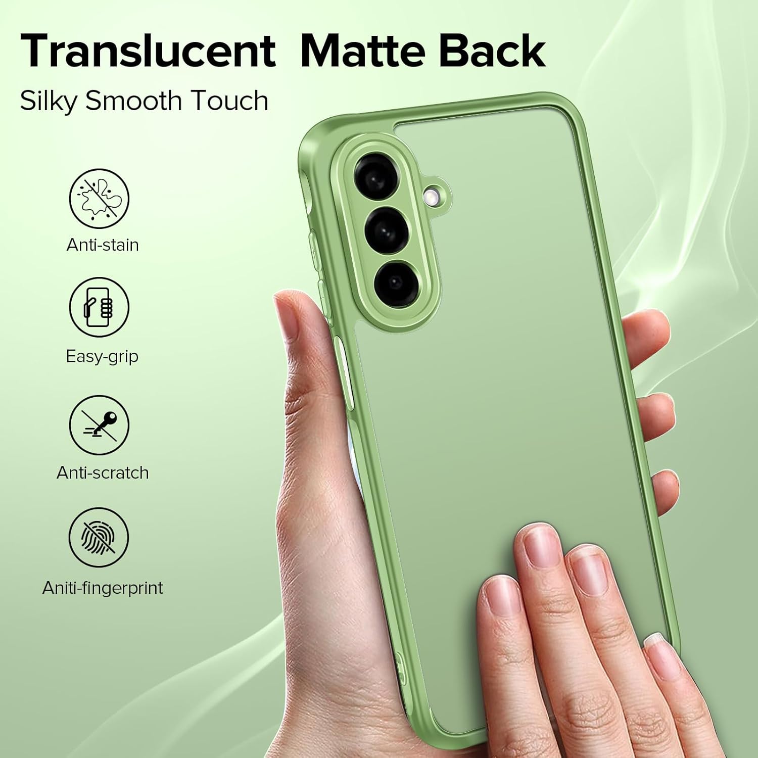 Thumbnail 5 de ivoler 3 in 1 Case for Samsung Galaxy A17 4G/5G with 2 Tempered Glass Pieces, Military Protection (Transparent) – Light Green