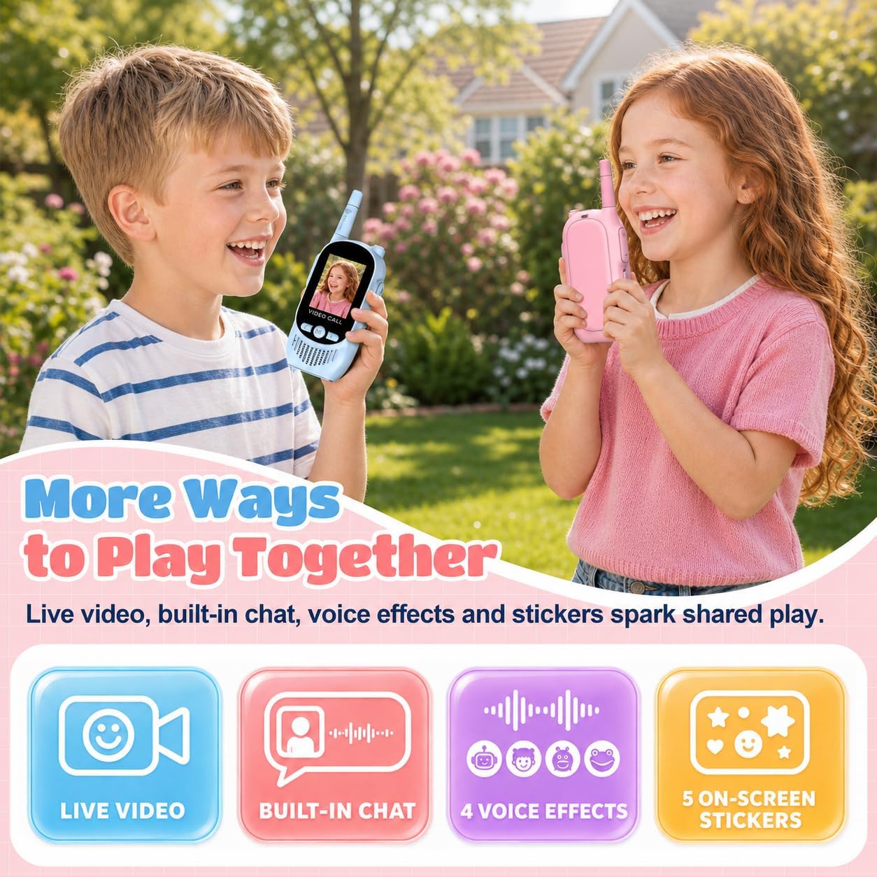 Detalle de Video Walkie Talkies for Kids, Rechargeable 2-Pack