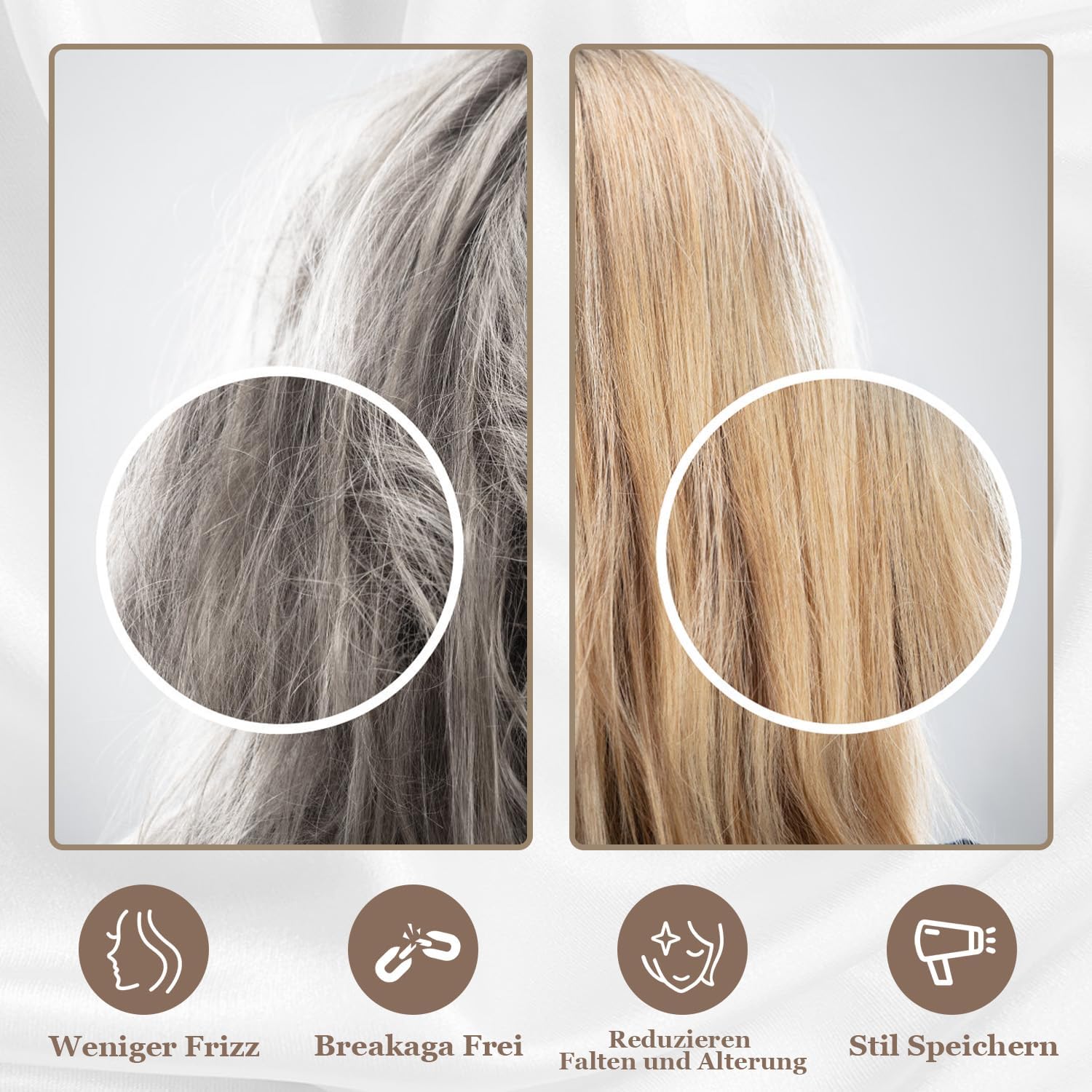 Thumbnail 4 de Adubor 100% Seidenkissenbezug 80x80 cm (23 Momme, dunkelgrau) mit verstecktem YKK-Reißverschluss – 1 Stück