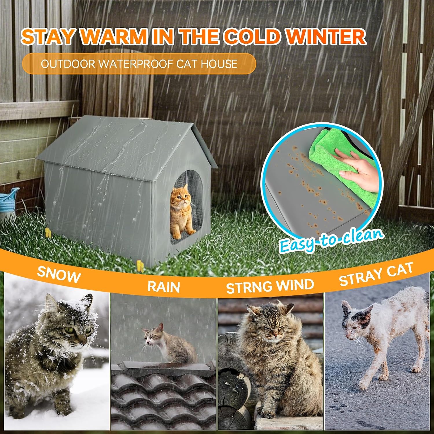 Thumbnail 6 de Sturdy Outdoor Cat Cave Insulated Shelter