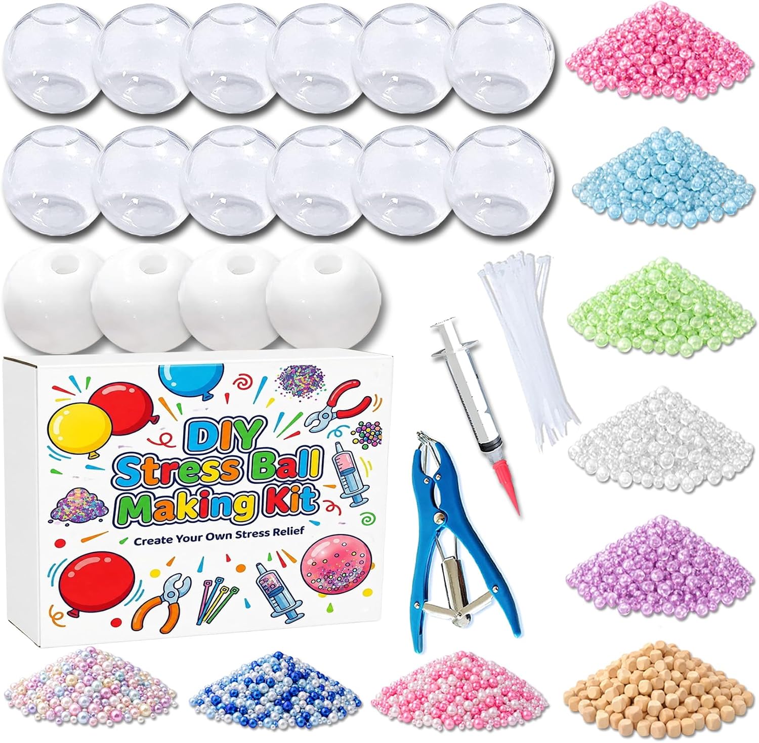 Detalle de Ploithic DIY Stress Ball Making Kit with TPR Skins, Filler and Air Tools