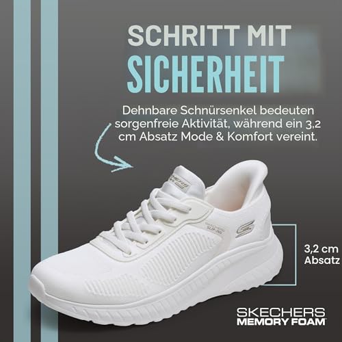 Detalle 2 de Skechers Damen Slip-In Sneaker Bobs Squad Chaos Current Muse – Off White Textile, Größe 38 EU