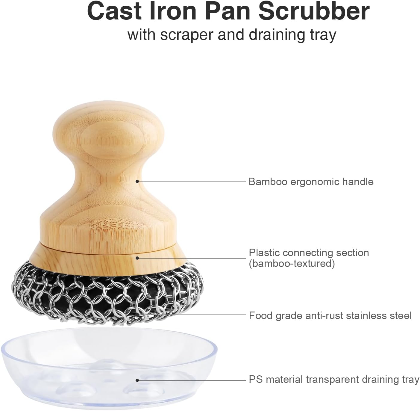 Thumbnail 3 de Cast Iron Pan Scrubber with 2 Scrapers