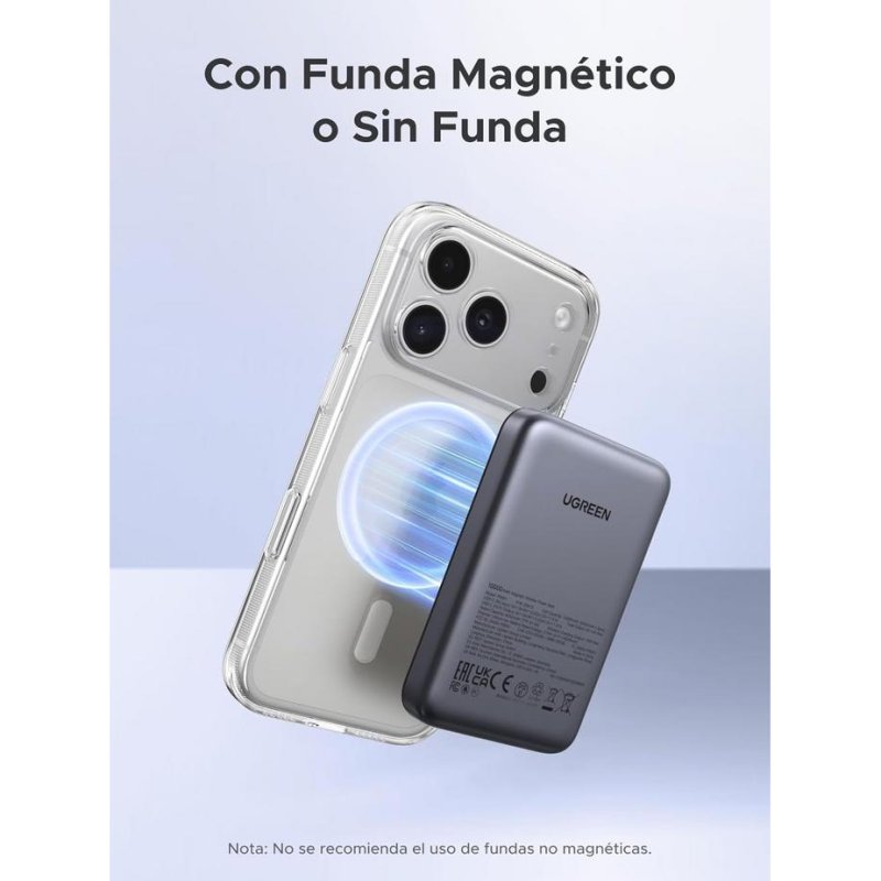 Detalle de Power bank Ugreen PB561 10000mAh: carga rápida y fijación magnética en un solo paquete