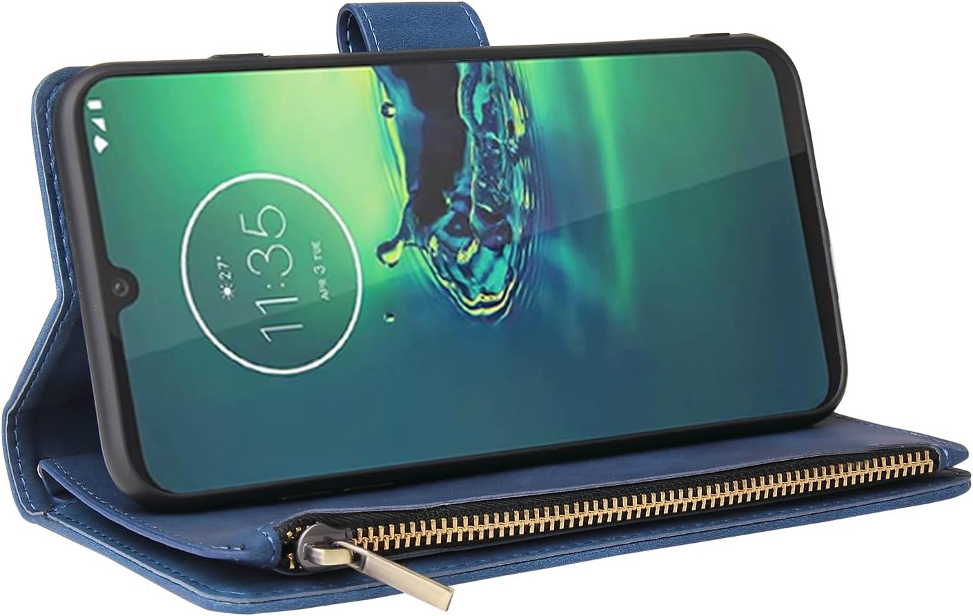 Thumbnail 3 de Asuwish Wallet Case with Tempered Glass Screen Protector for Moto G8 Plus