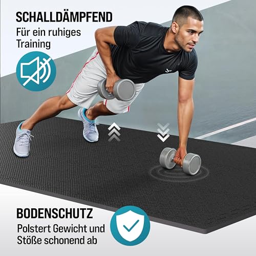 Detalle de MONZANA Bodenschutzmatten Fitness 54 Stück – Robuster Unterlage-Set für Boden- und Fitnessbereich