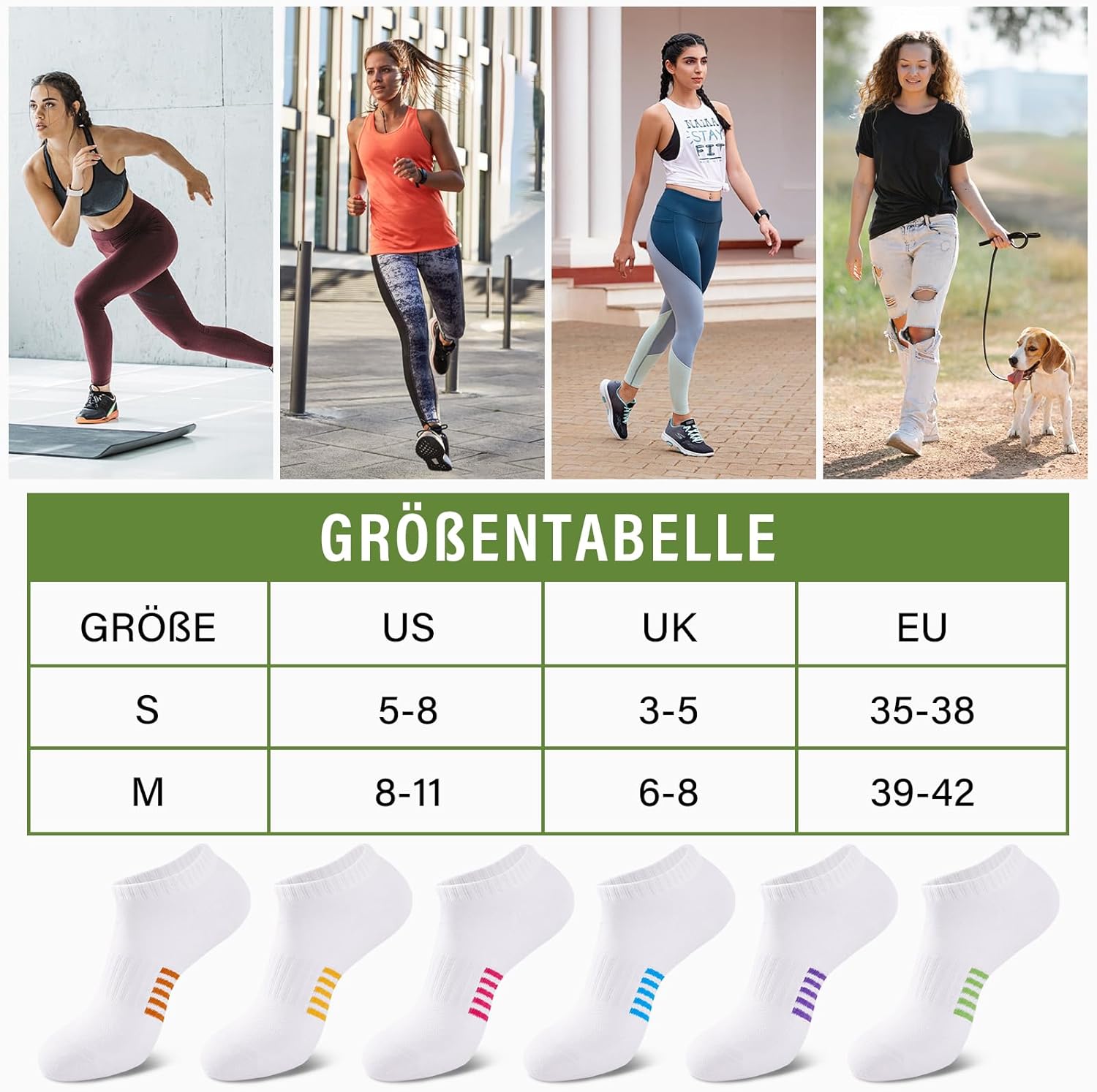 Thumbnail 6 de Effeet Bambus Sneaker Socken Damen (6/12 Paar) – atmungsaktive, gepolsterte Sportsocken für 39–42